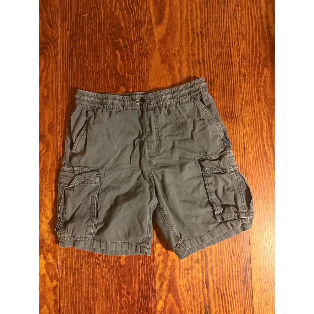 PacSun Cargo‎ Shorts Mens Medium Gray Baggy Ripstop Elastic Waist Utility
